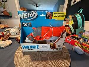 NERF Fortnite Flare Dart Blaster, Break-Open Loading with 3 Mega Darts